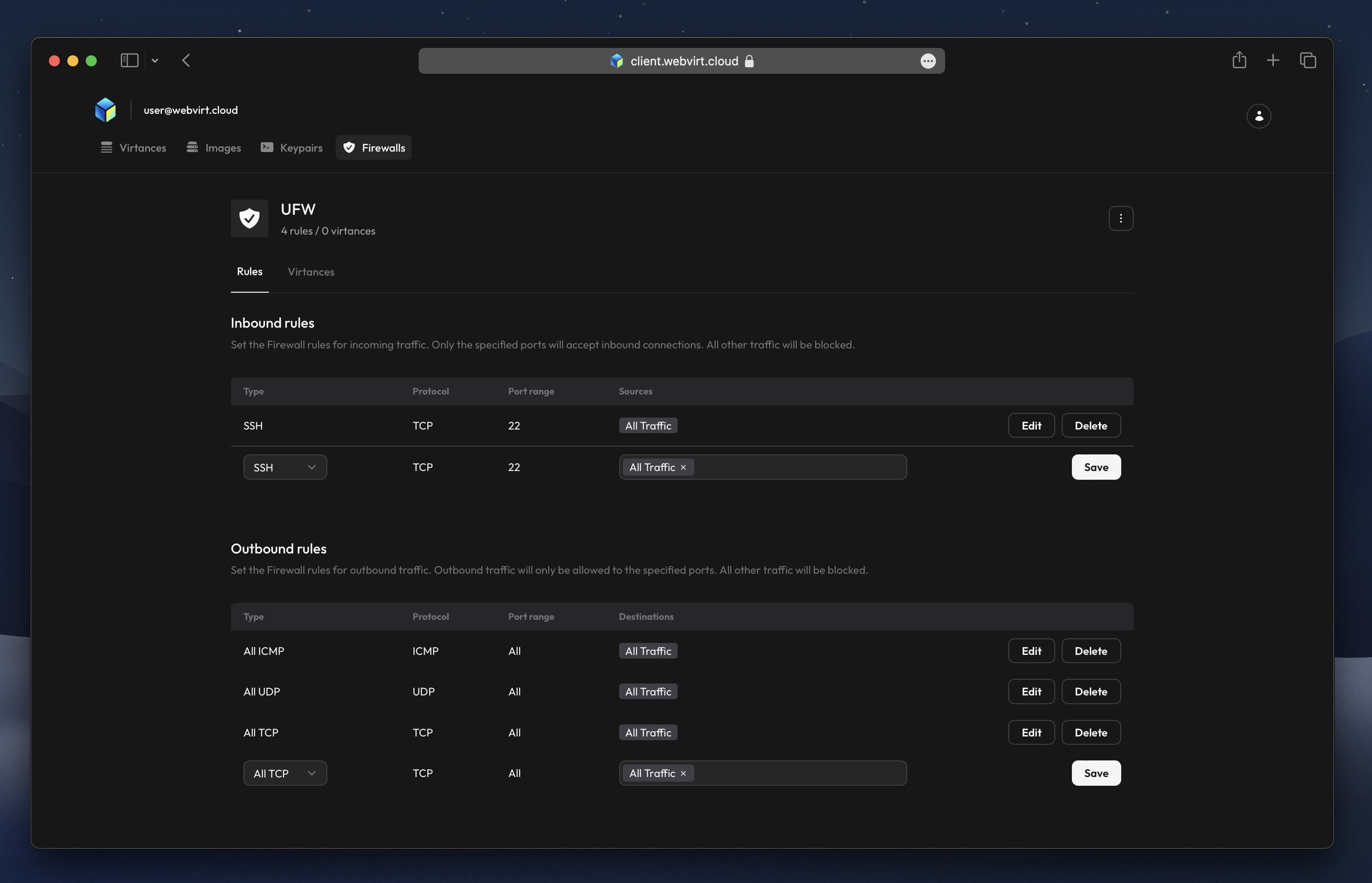 WebVirtCloud Firewall